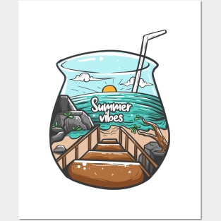 Summer Vibes Ocean Illustration Posters and Art